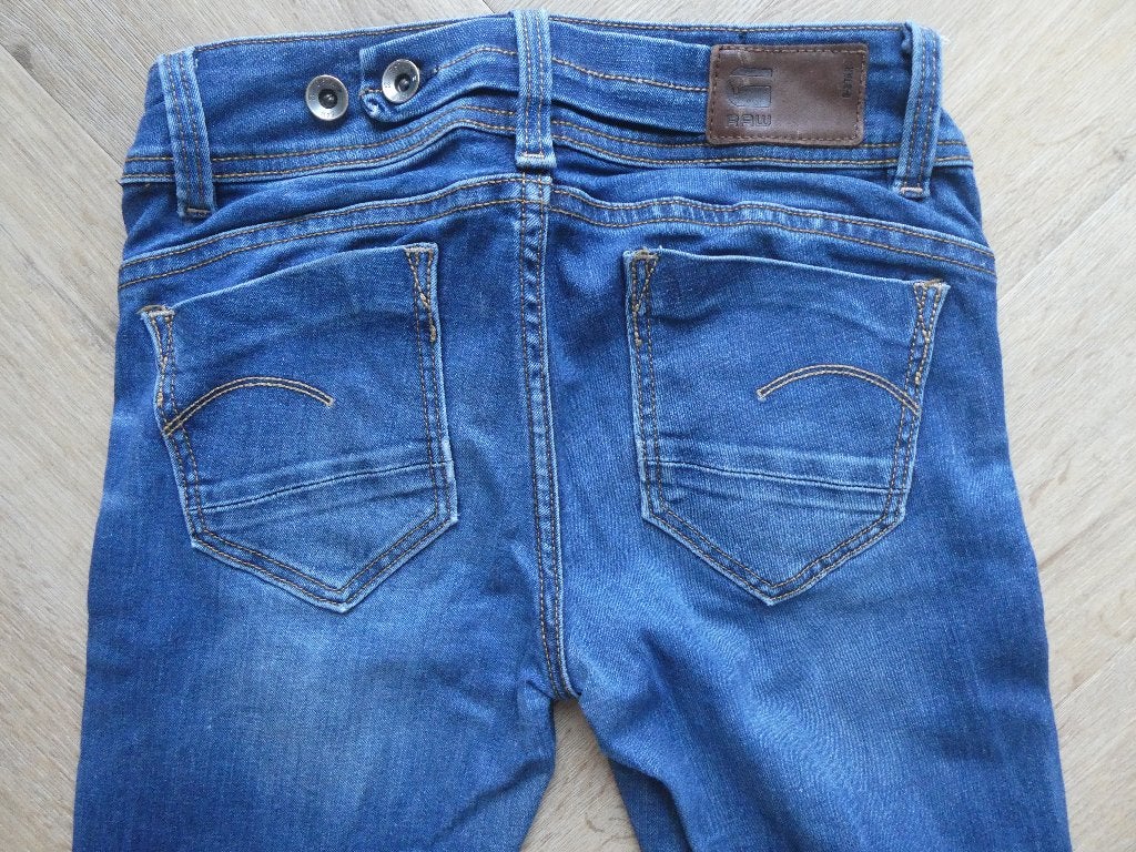 Gstar Midge Saddle Mid Straight wmn spijkerbroek maat 24-30, Blauw, Ophalen of Verzenden, Zo goed als nieuw, W27 (confectie 34) of kleiner