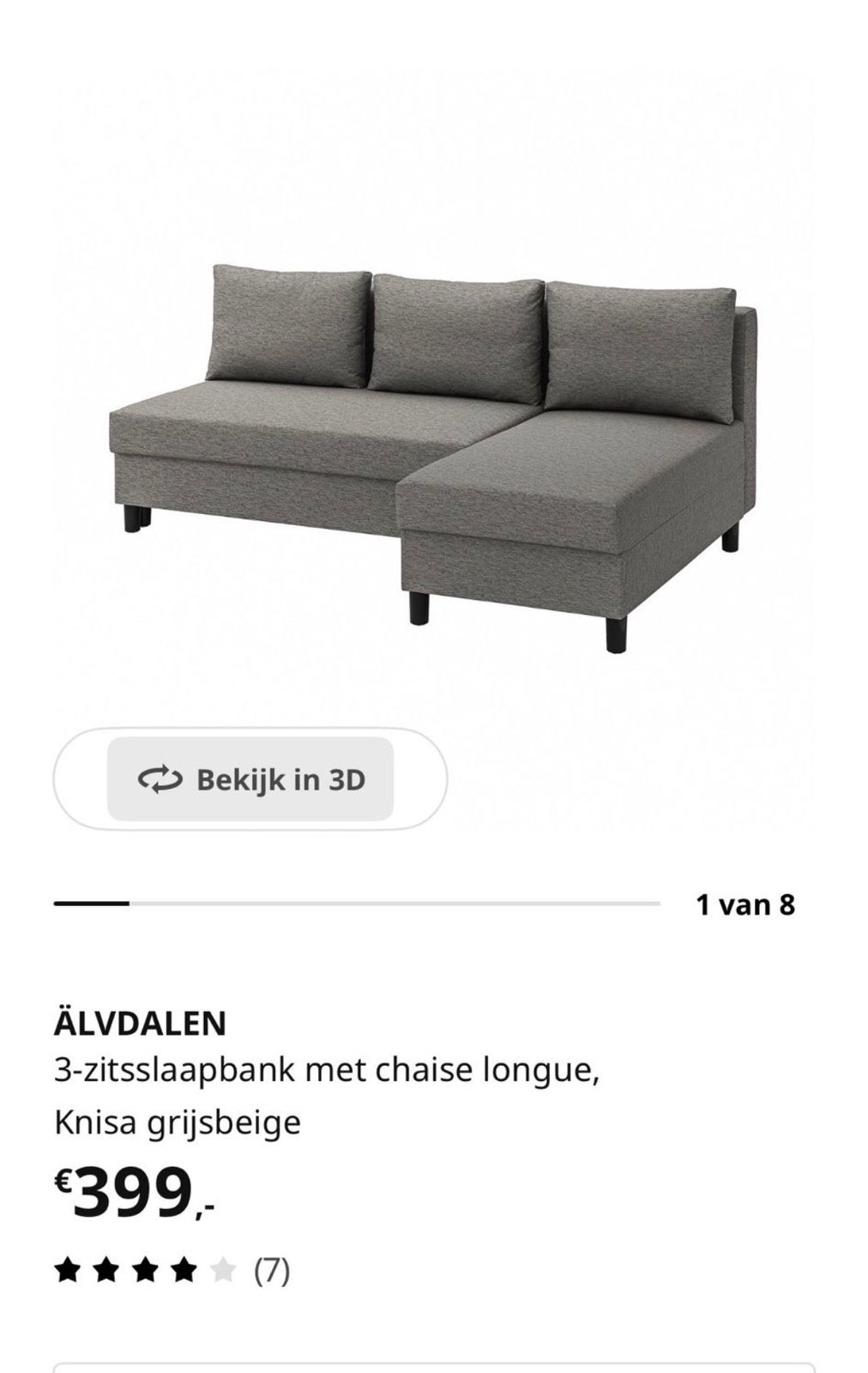 Ikea slaapbank Älvdalen grijs/antreciet., Ophalen, Overige maten, Grijs, Overige maten