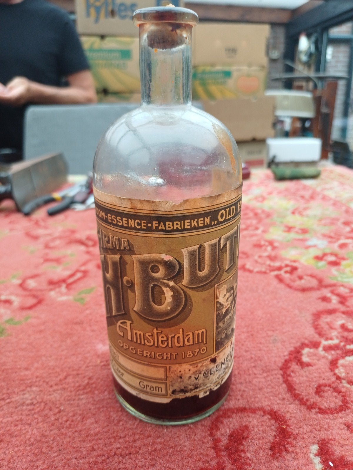 Antiek flesje Stoom-Essence-Fabrieken "Old Holland" H.Buter, Antiek en Kunst, Ophalen of Verzenden