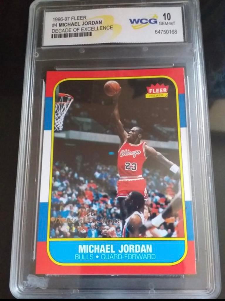 1996/97 Fleer Michael Jordan #4 decade of exellence graded10, Ophalen of Verzenden, Nieuw, Plaatje