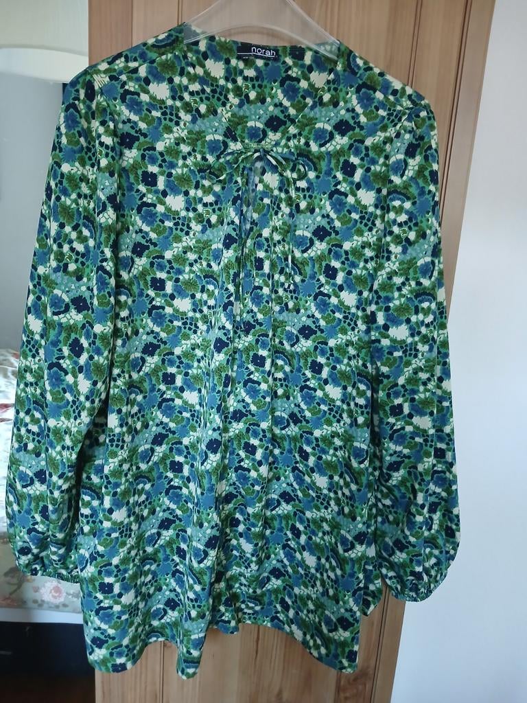 Prachtige Norah blouse, maat 46, groen/blauw/wit, Ophalen of Verzenden, Zo goed als nieuw, Blauw, Blouse of Tuniek