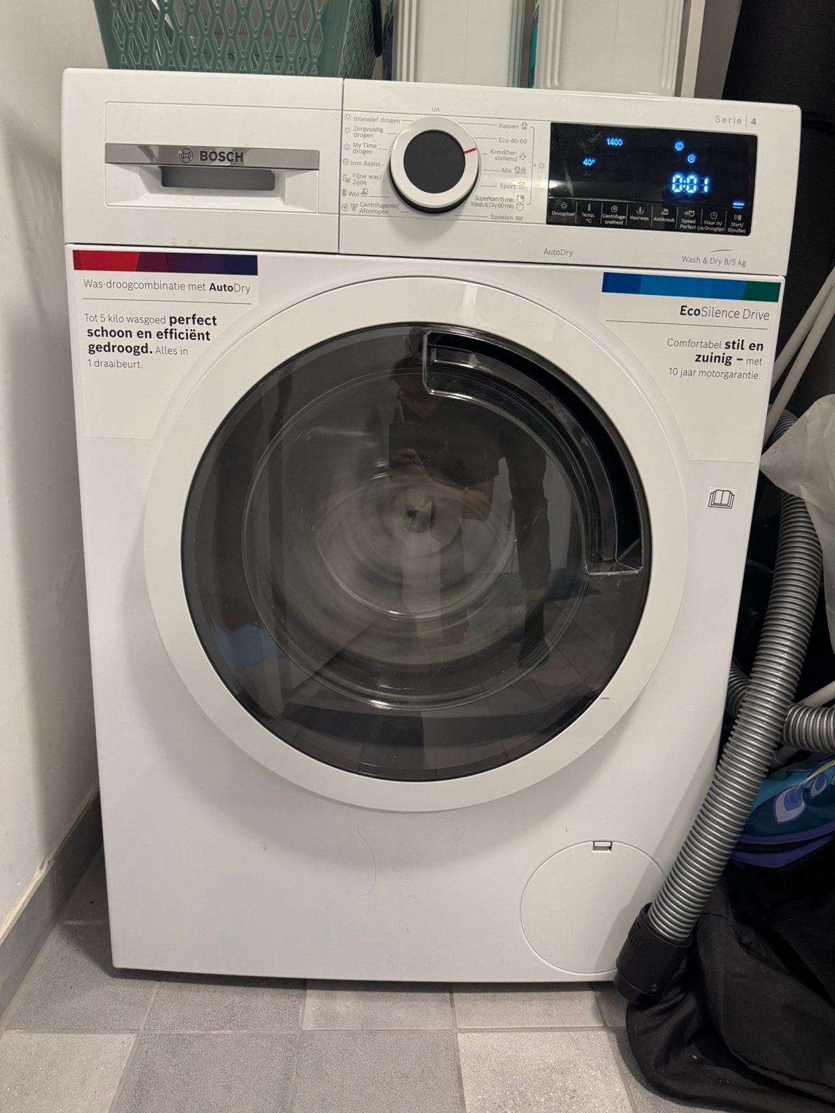 Bosch wasdroger 8kg wassen, 5kg drogen, Ophalen, Zo goed als nieuw, Condens, Minder dan 85 cm
