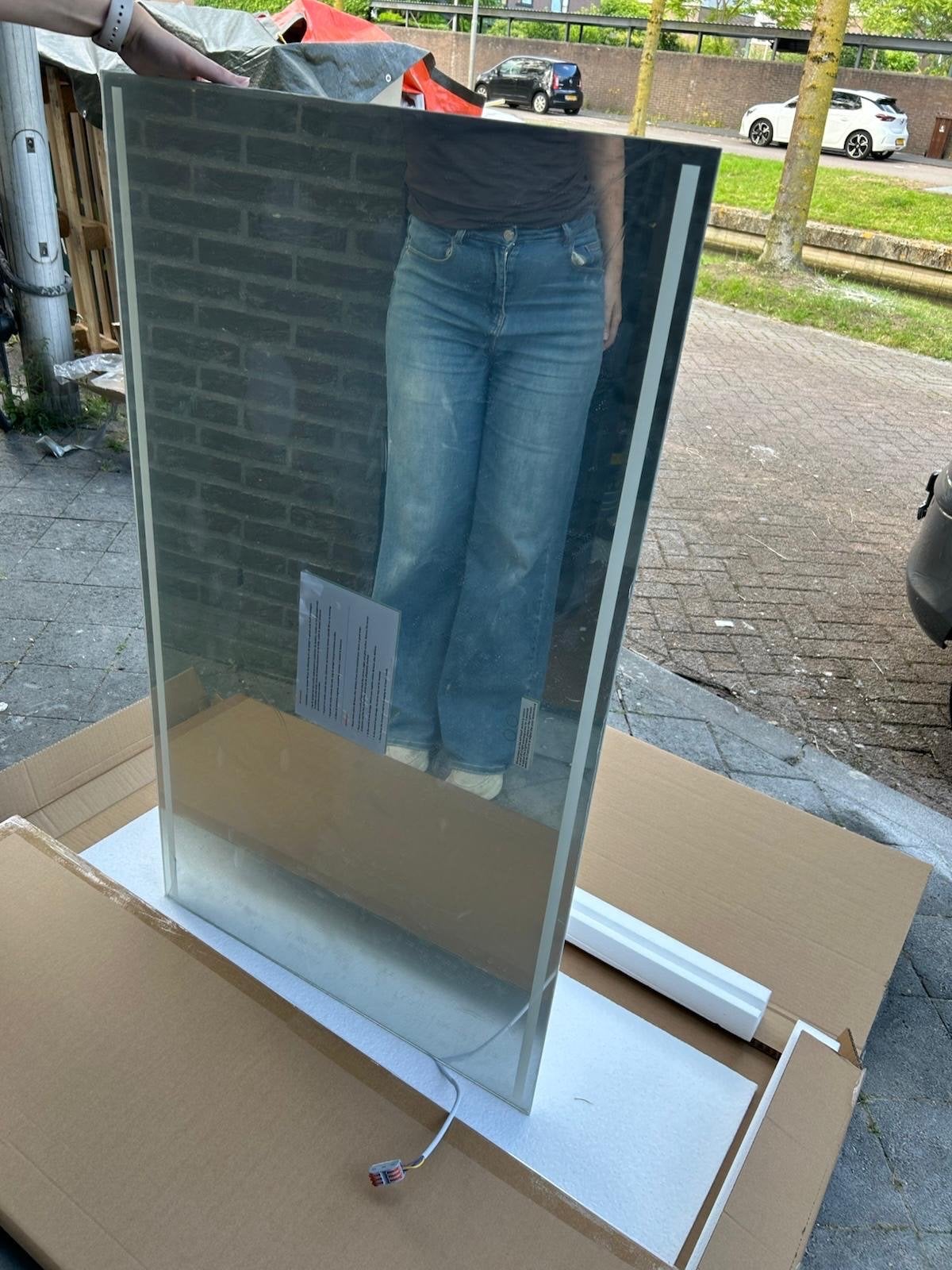 NIEUW met kleine beschadiging! Verwarmde + LED spiegel 120cm, Ophalen, Nieuw, 100 tot 125 cm, Minder dan 100 cm