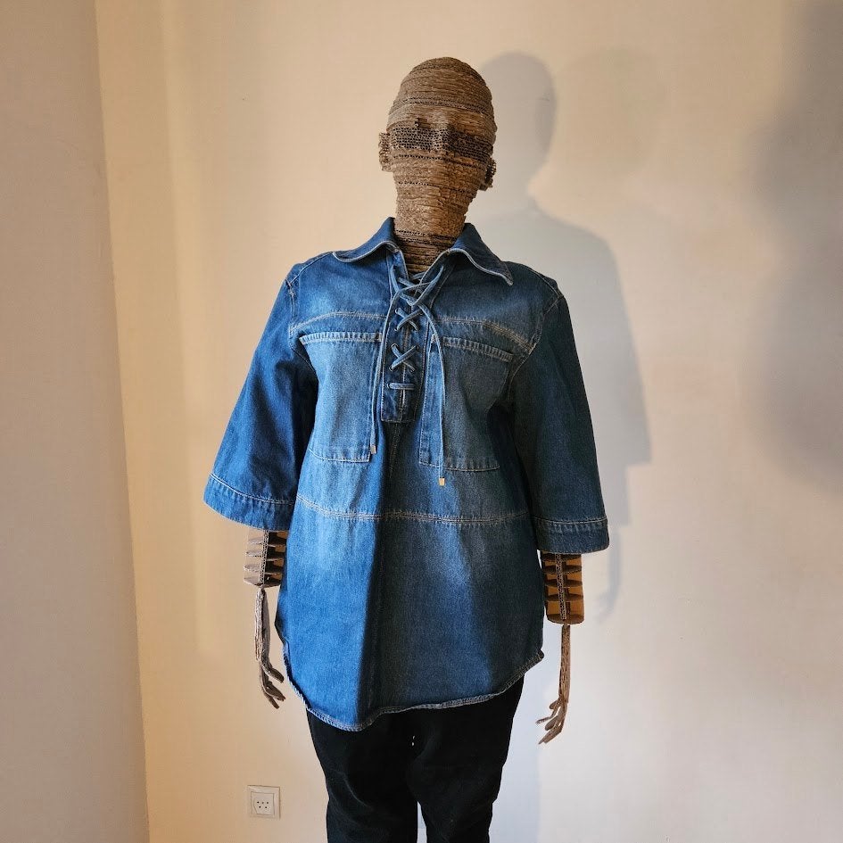 Zgan H&M Edition bijzondere spijkerblouse mt S, Blauw, H&M Edition, Ophalen of Verzenden, Zo goed als nieuw