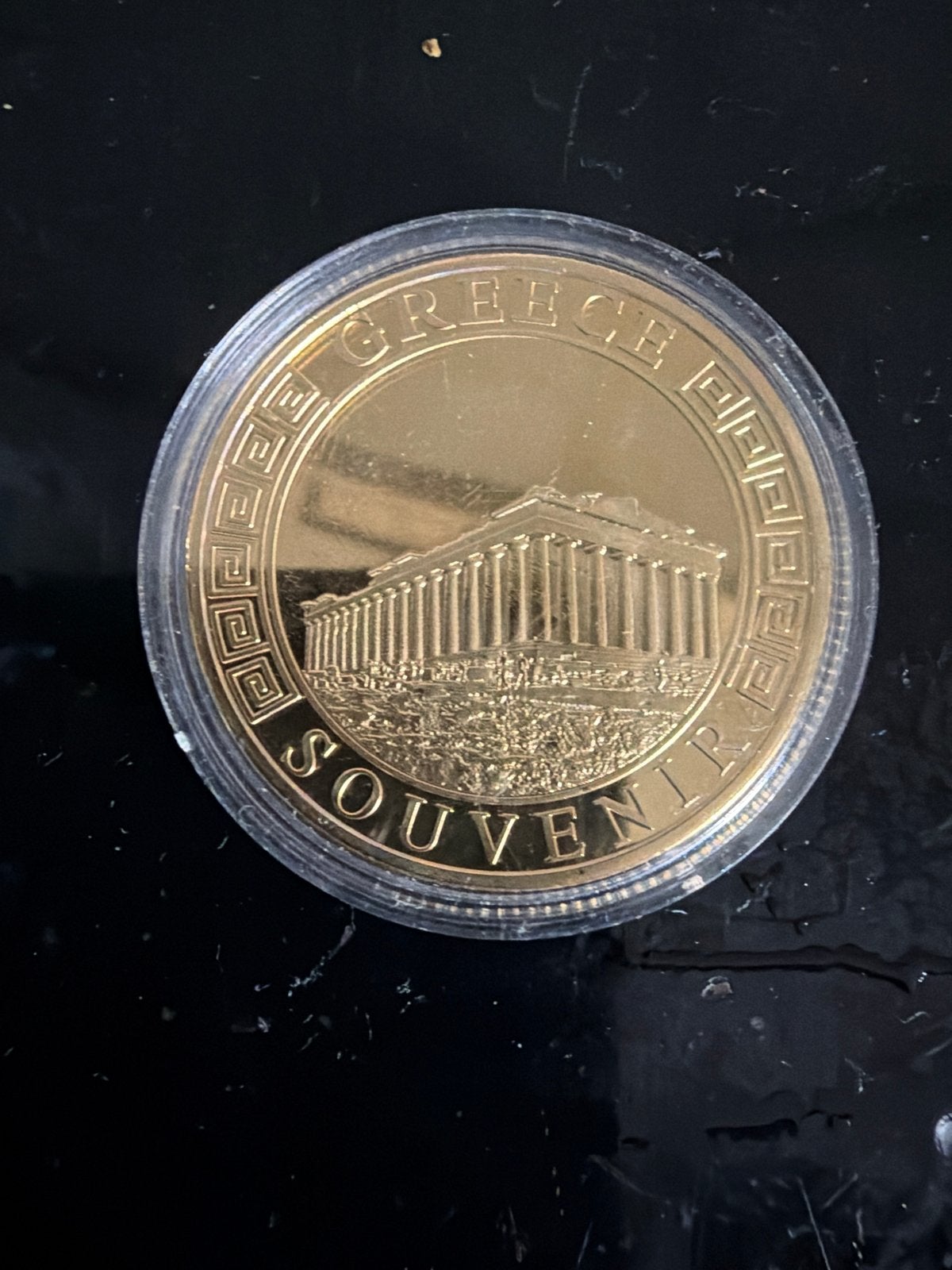 Gouden Griekse Souvenir Munt - Uil van Athene & Parthenon, Ophalen of Verzenden, Overige landen, Losse munt, Goud