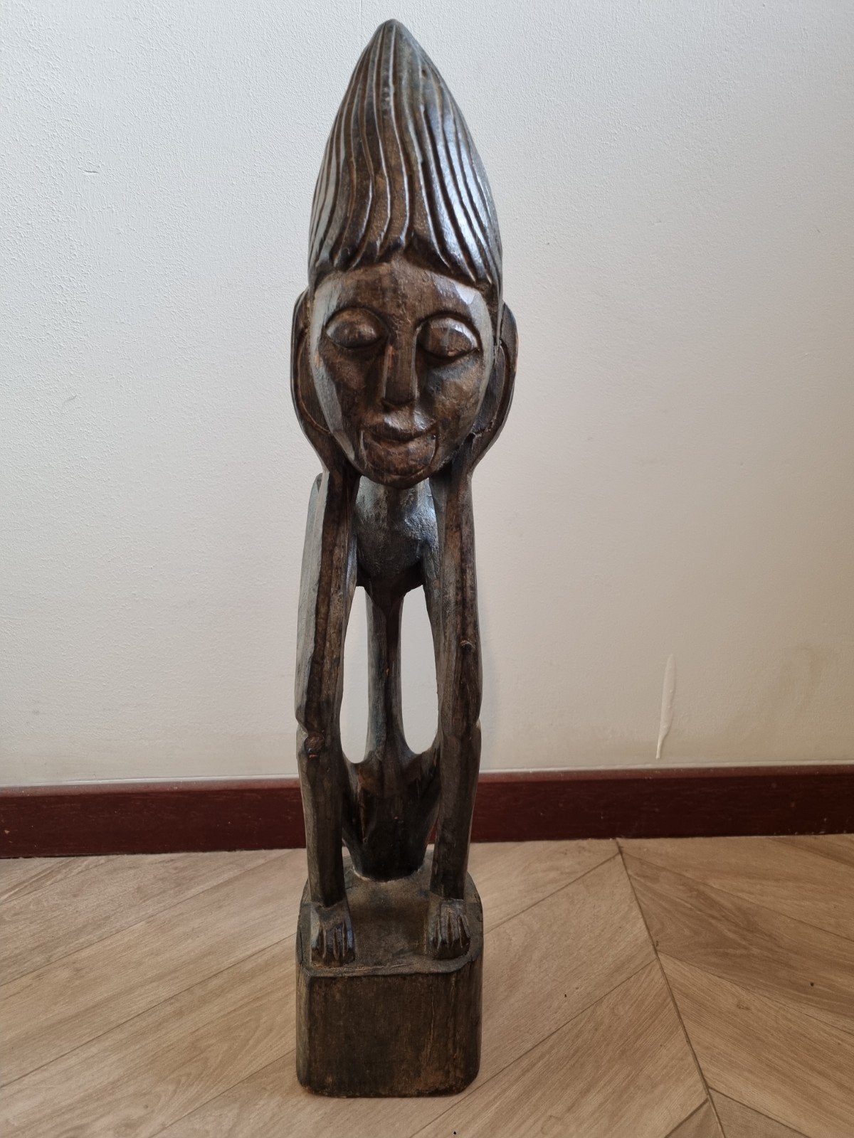 Beeld uit indonesie sumatra batak, Handgemaakt, Beeld, Hout, Bruin
