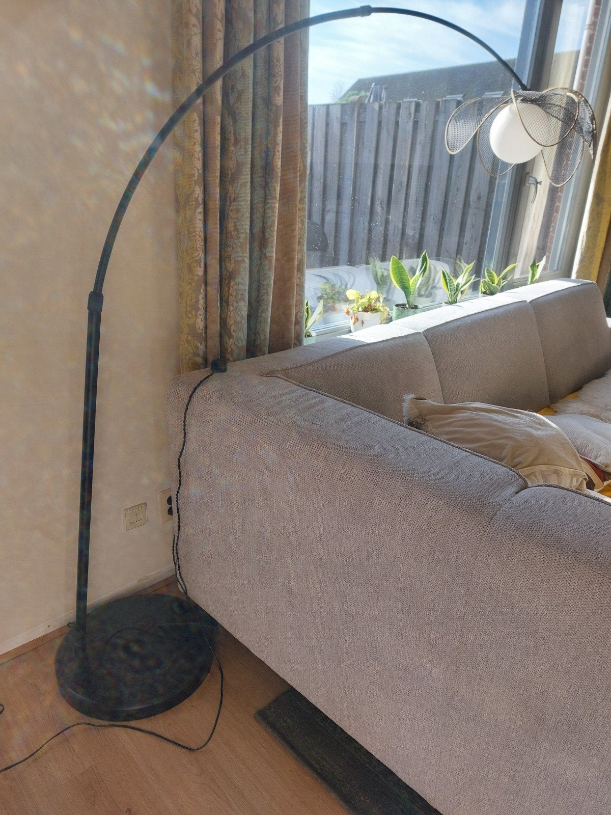 Booglamp met metalen kap en dimmer, Ophalen, Gebruikt, Modern, Industrieel, E27 (groot)