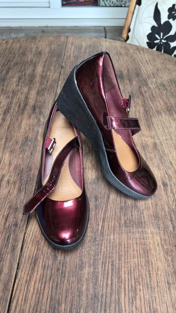 Clarks Lakleer Mary Jane Sleehak - Maat 39 (6), Ophalen of Verzenden, Schoenen met hoge hakken, Clarks, Gedragen