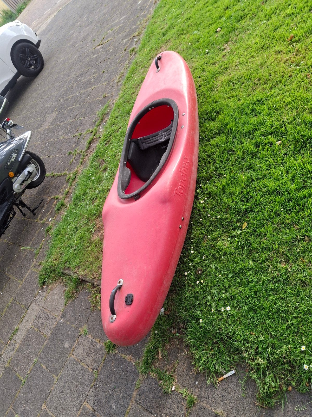 Rode Topolino Kajak met peddels waterdichte ton en zwemvest, Watersport en Boten, Ophalen