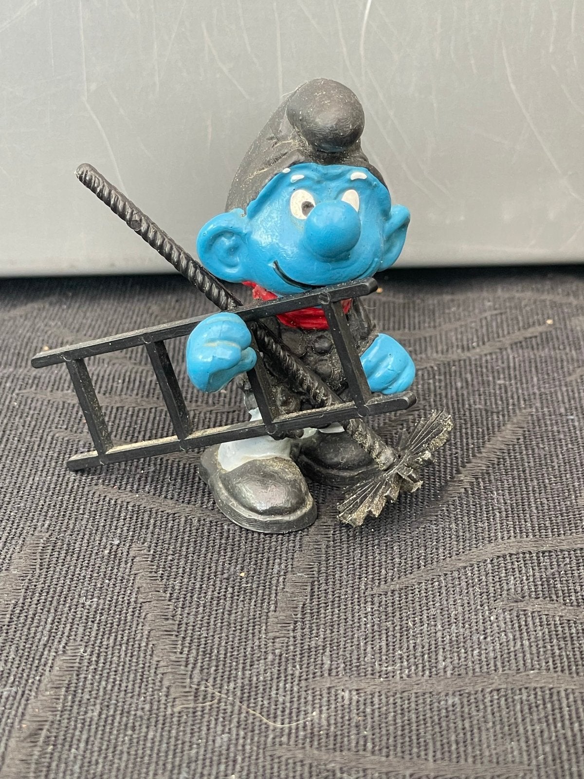 Smurf Schoorsteenveger Figuurtje met Ladder en Bezem, Ophalen of Verzenden, Gebruikt, Overige Smurfen, Poppetje, Figuurtje of Knuffel