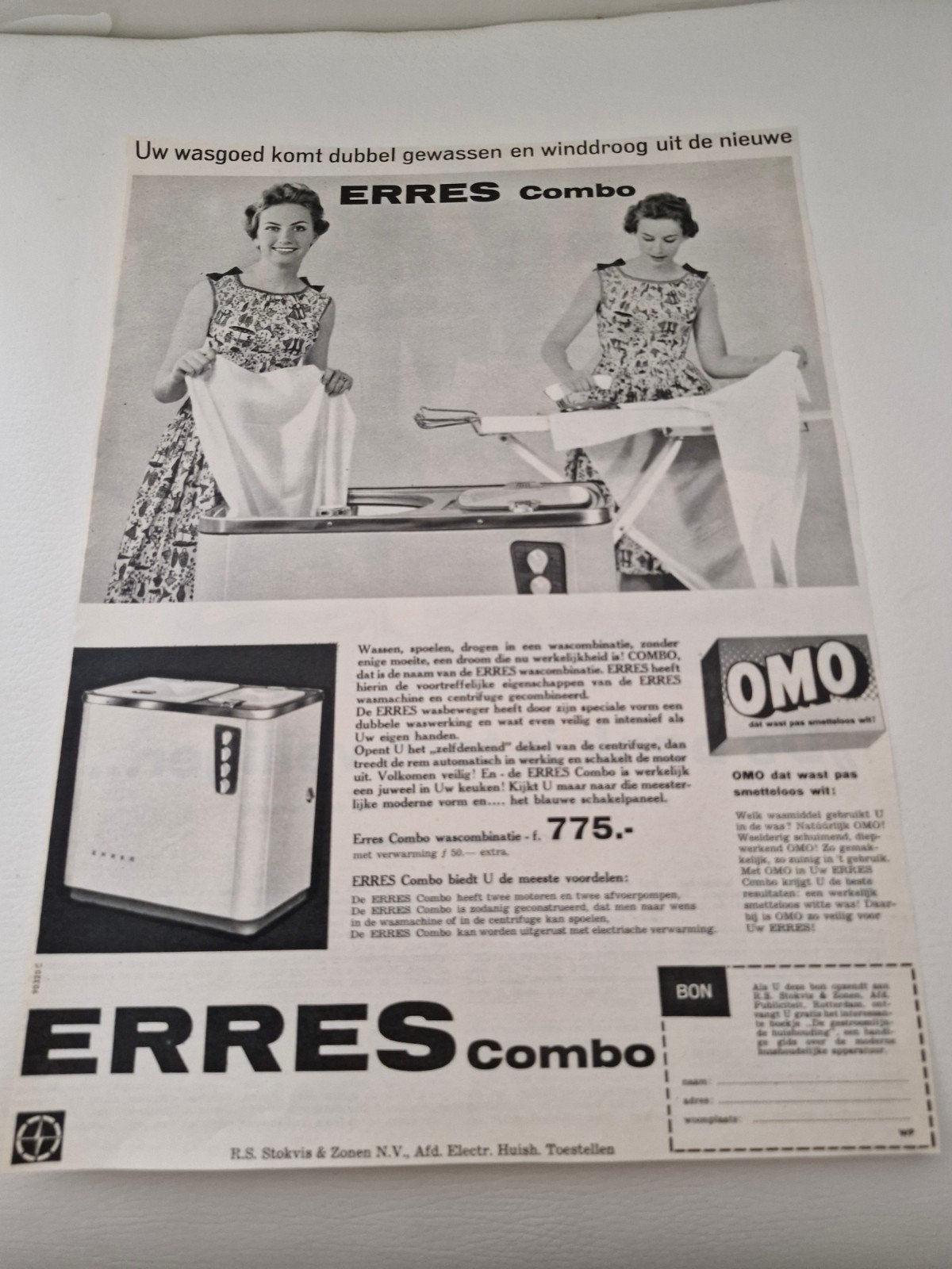 11 advertentie Erres Combo Wascombinatie - Wasmachine & Cen, Ophalen of Verzenden