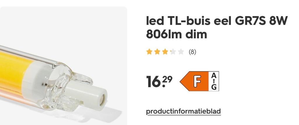 Halve prijs - Led (TL) - buislamp GR7S 8W 806lm dimbaar Hema, Led-lamp, Minder dan 30 watt, Nieuw, Overige fittingen