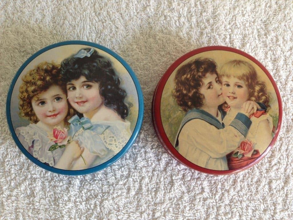 ️2 Schattige brocante BLIKJES uit de jaren 70., Verzamelen, Blikken, Verzenden, Gebruikt, Overige, Overige merken
