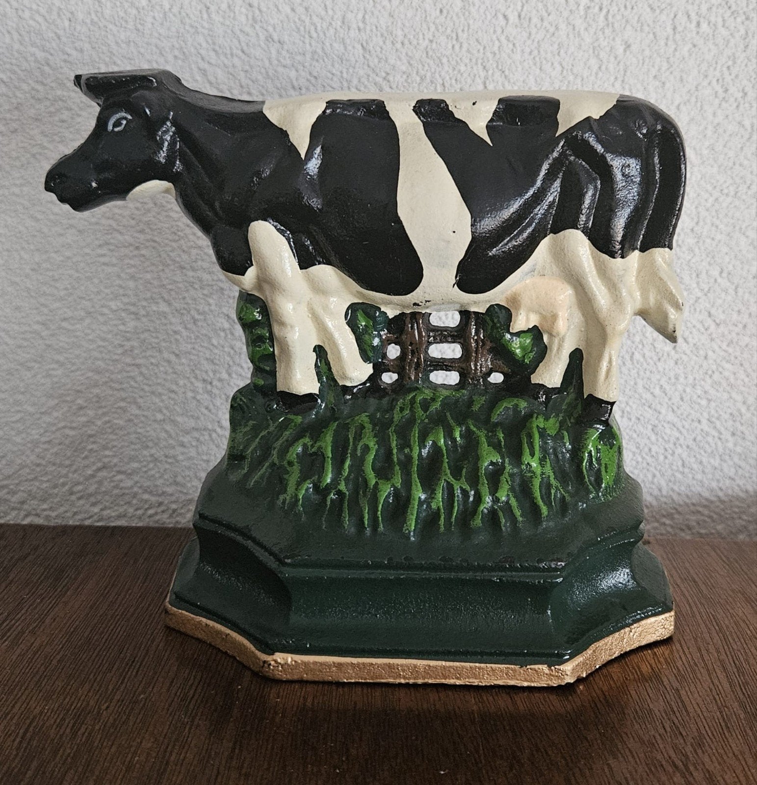 Vintage Gietijzeren Deurstopper Koe – (16x13 cm), Metaal, Ophalen of Verzenden