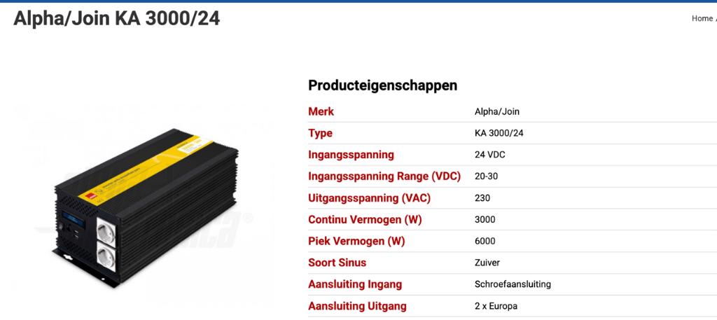 Omvormer PURE SINUS 230VAC vanuit 24VDC, 3kW - €385,-, Ophalen, Zo goed als nieuw, Overige typen
