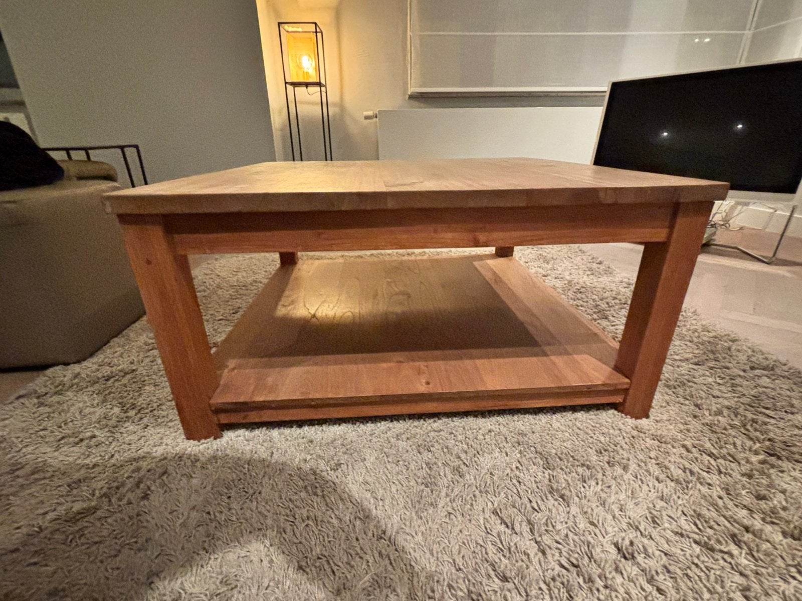 Salontafel puur teak Kento 100x100, Ophalen, 50 – 75, 50 tot 100 cm, 50 tot 100 cm