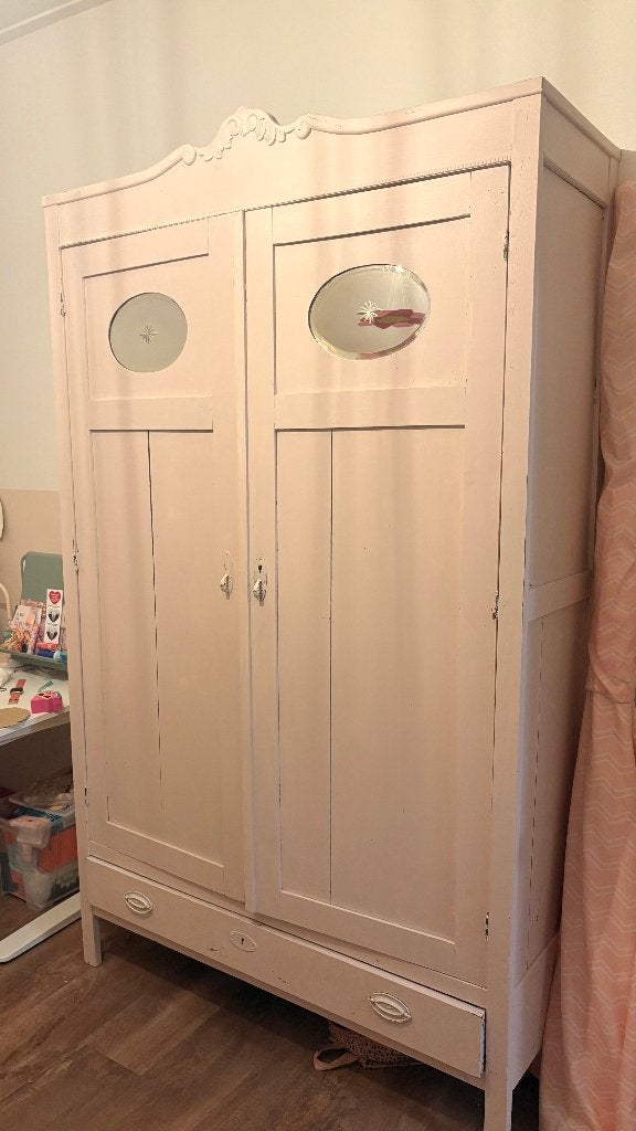 Brocante linnenkast oud roze, Ophalen, Gebruikt, Kast, 105 cm of meer