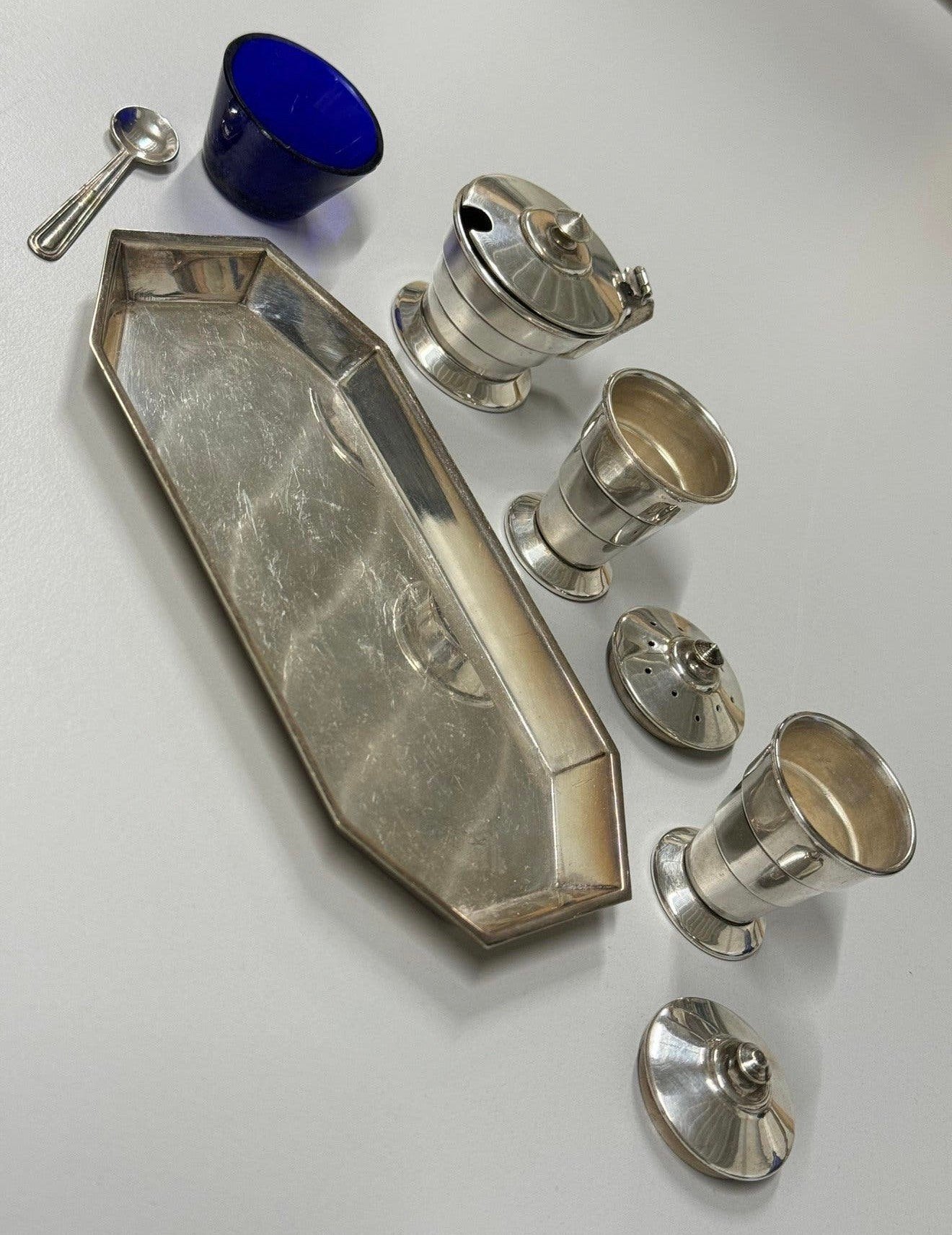 Vintage EPNS Cruet-Set Verzilverde Specerijen potjes 1960, Antiek en Kunst, Ophalen of Verzenden