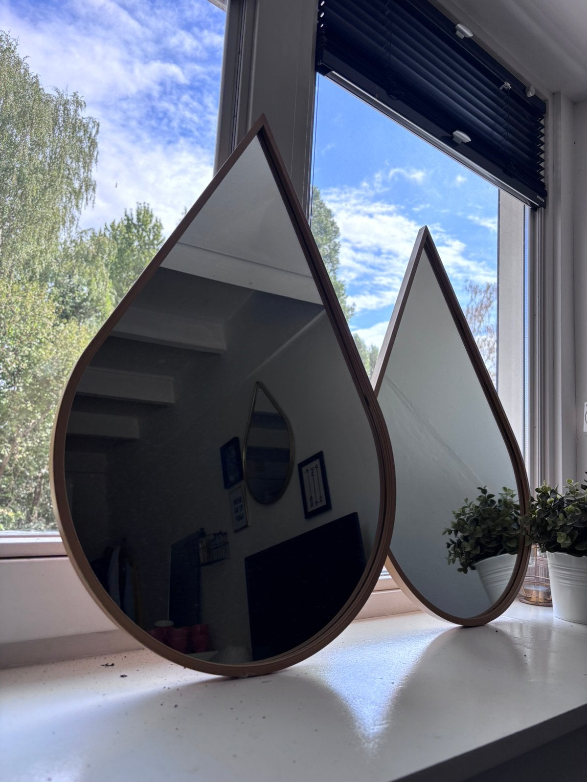2 x spiegel ovaal druppel goud kleur 65 cm x 40 cm, Huis en Inrichting, Woonaccessoires | Spiegels, Ophalen, Minder dan 50 cm