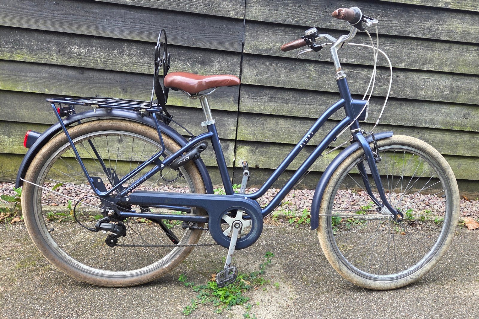Meisjesfiets CITY BIKE ELOPS 520 LF BLUE S/M, Gebruikt, Velgrem, Versnellingen, Decathlon