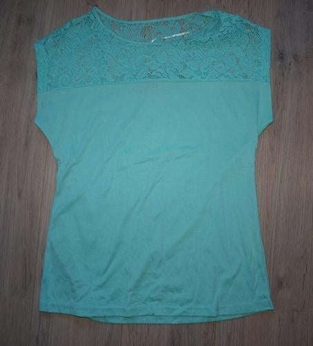 Mintgroen Shirtje met Kant (L), Maat 42/44 (L), Ophalen of Verzenden, Korte mouw, Groen