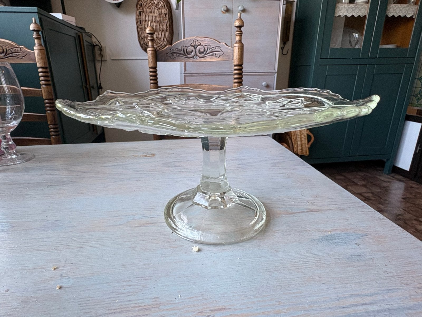Glazen taartschaal op voet - Vintage, Antiek en Kunst, Ophalen