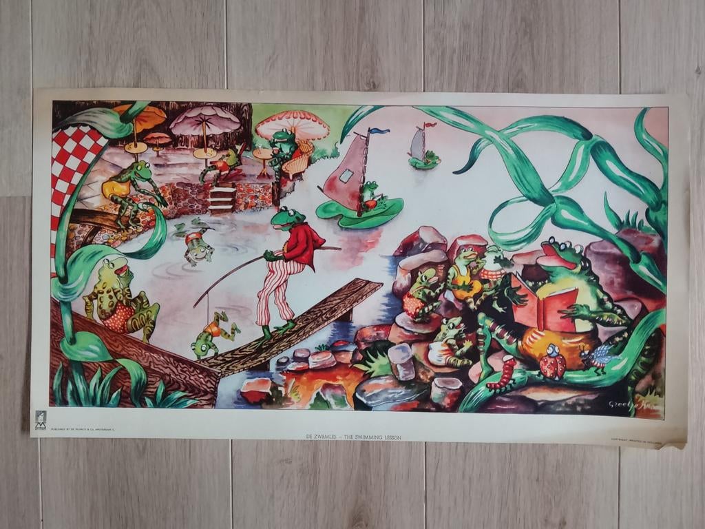 3 schoolprenten van Greetje Kroone, Gebruikt, Rechthoekig Liggend, Ophalen of Verzenden, A1 t/m A3