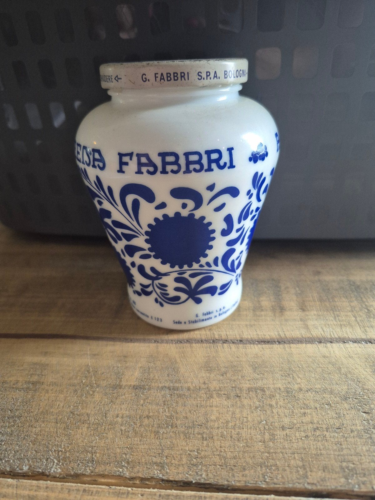 Vintage Fabbri Amarena potje - Blauw/Wit, Ophalen of Verzenden