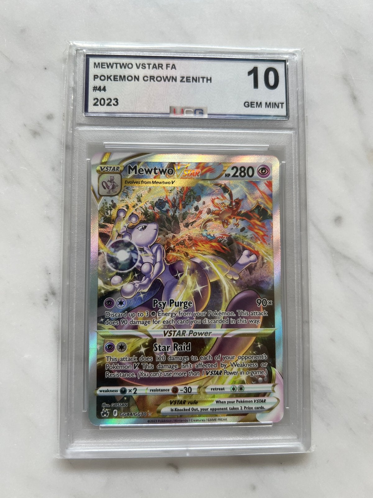 Mewtwo VSTAR FA GG44 Mint 10, Ophalen of Verzenden, Nieuw, Losse kaart, Foil