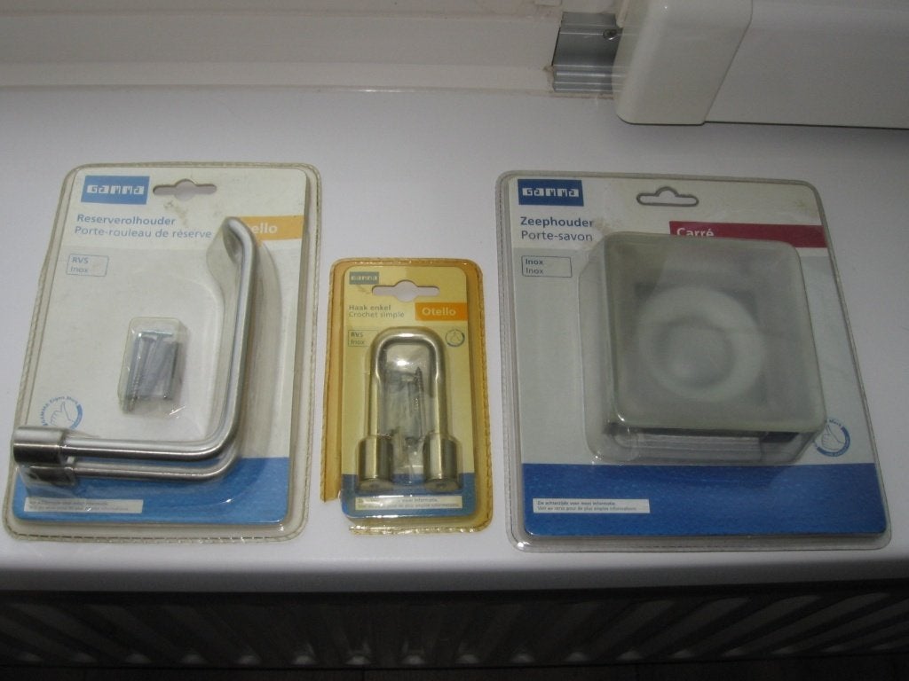BADKAMER : RVS INOX - RESTANT ZEEPBAK, HAAK, ROLHOUDER, Verzenden, Nieuw, Douche-accessoire