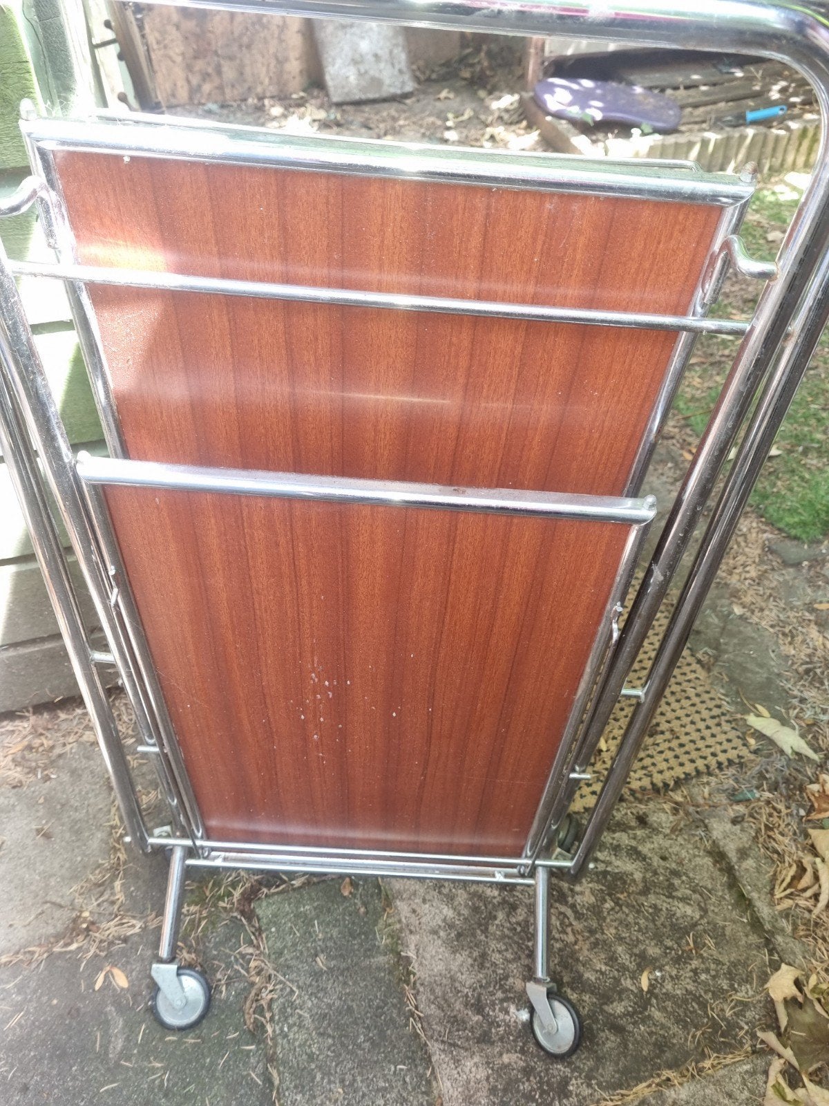 Vintage serveerwagen/barcart - Chroom en hout, Vintage, Gebruikt, Ophalen of Verzenden, Metaal