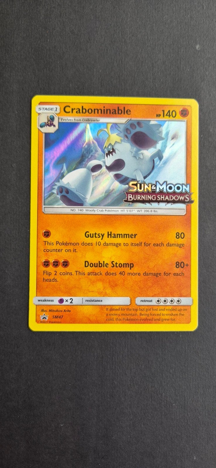 Crabominable (SM 47) Pokémon Kaart - Sun & Moon promo's, Ophalen of Verzenden, Zo goed als nieuw, Losse kaart, Foil
