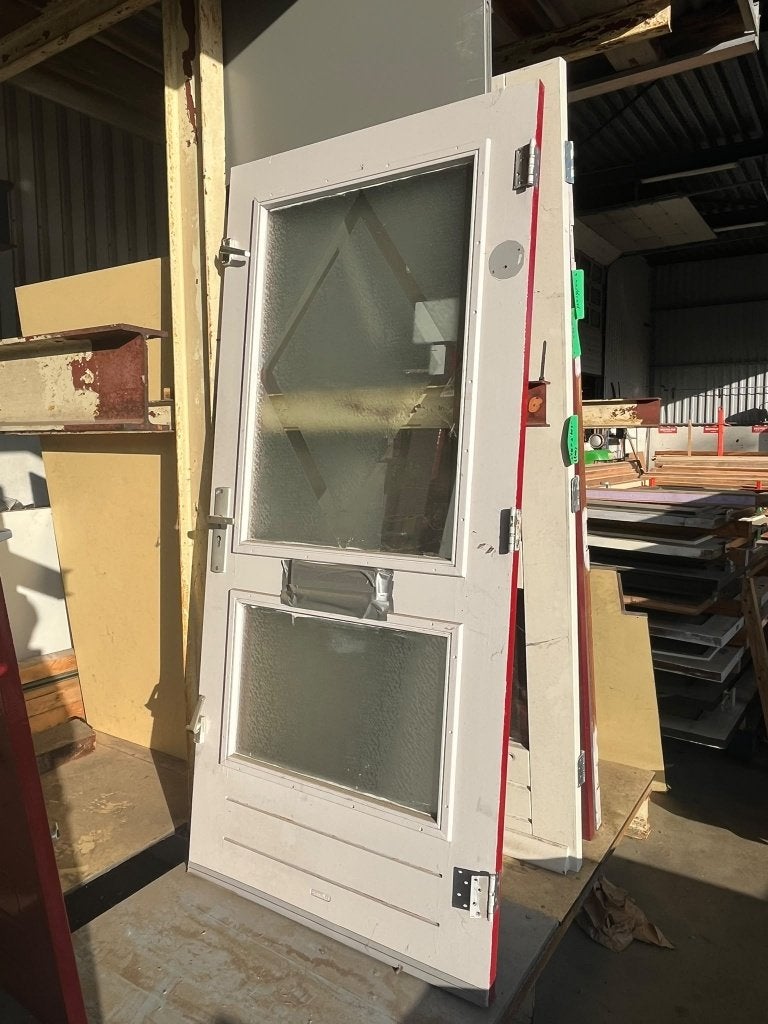 Voordeur deur met decoratief glas ( 632 ), Ophalen, Gebruikt, 80 tot 100 cm, Buitendeur
