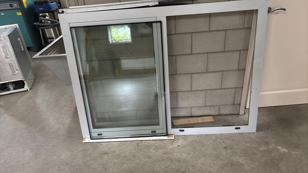 Aluminium kozijn met dubbel glas, vast en draairaam, Ophalen, Gevelraam of Ruit, Gebruikt, 80 tot 120 cm