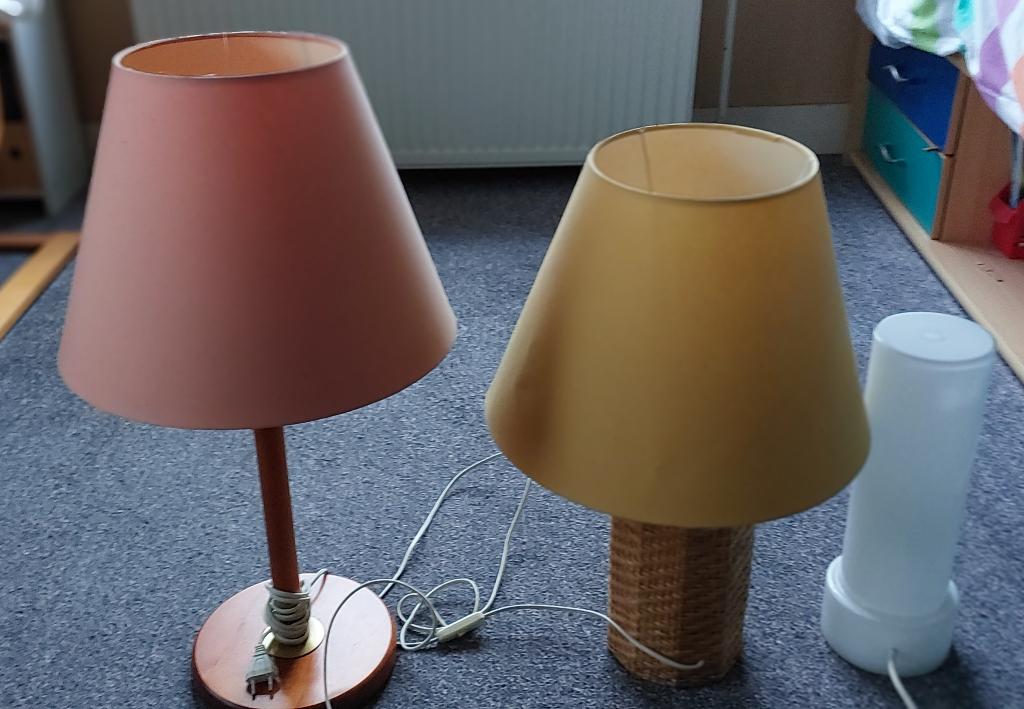 Drie Tafellampen, incl spaar/led lamp en schakelaars, Huis en Inrichting, Ophalen of Verzenden, Zo goed als nieuw, Glas, Minder dan 50 cm