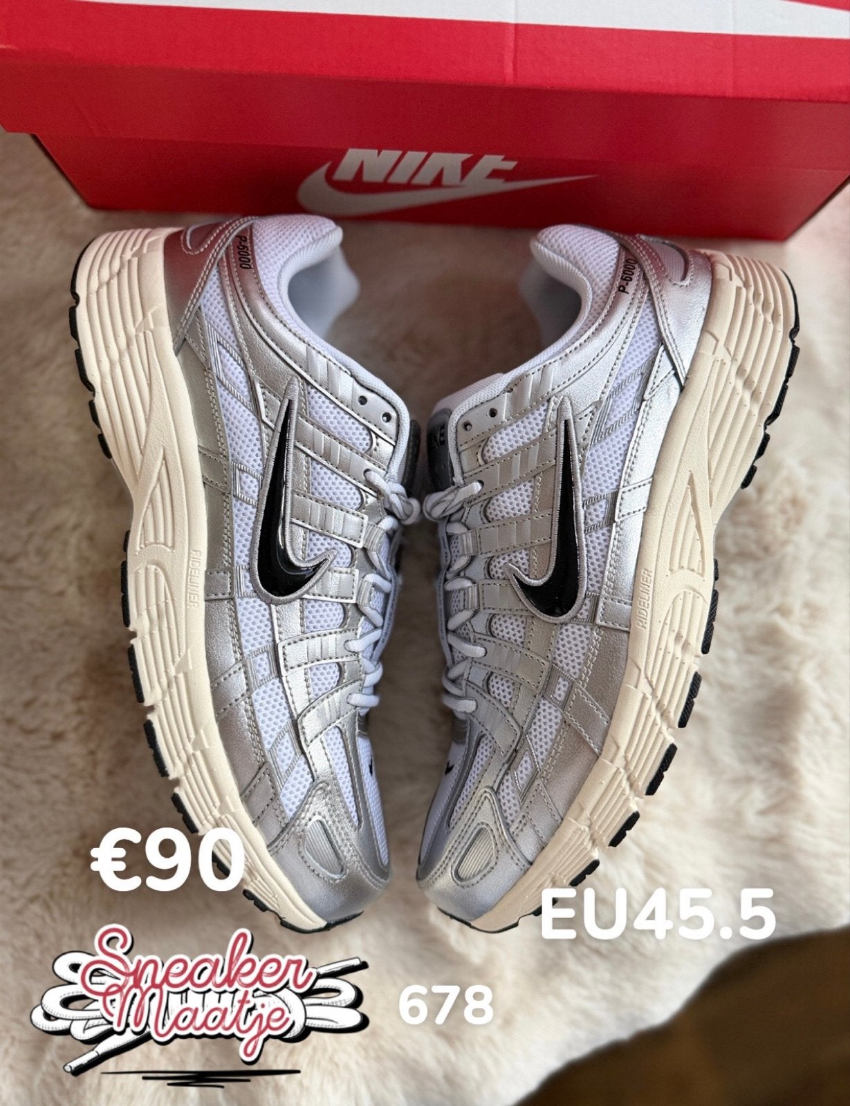 Nieuwe Nike P6000 Metallica beige zwart wit maat 45.5, Kleding | Heren, Schoenen, Overige kleuren, Nieuw, Ophalen of Verzenden