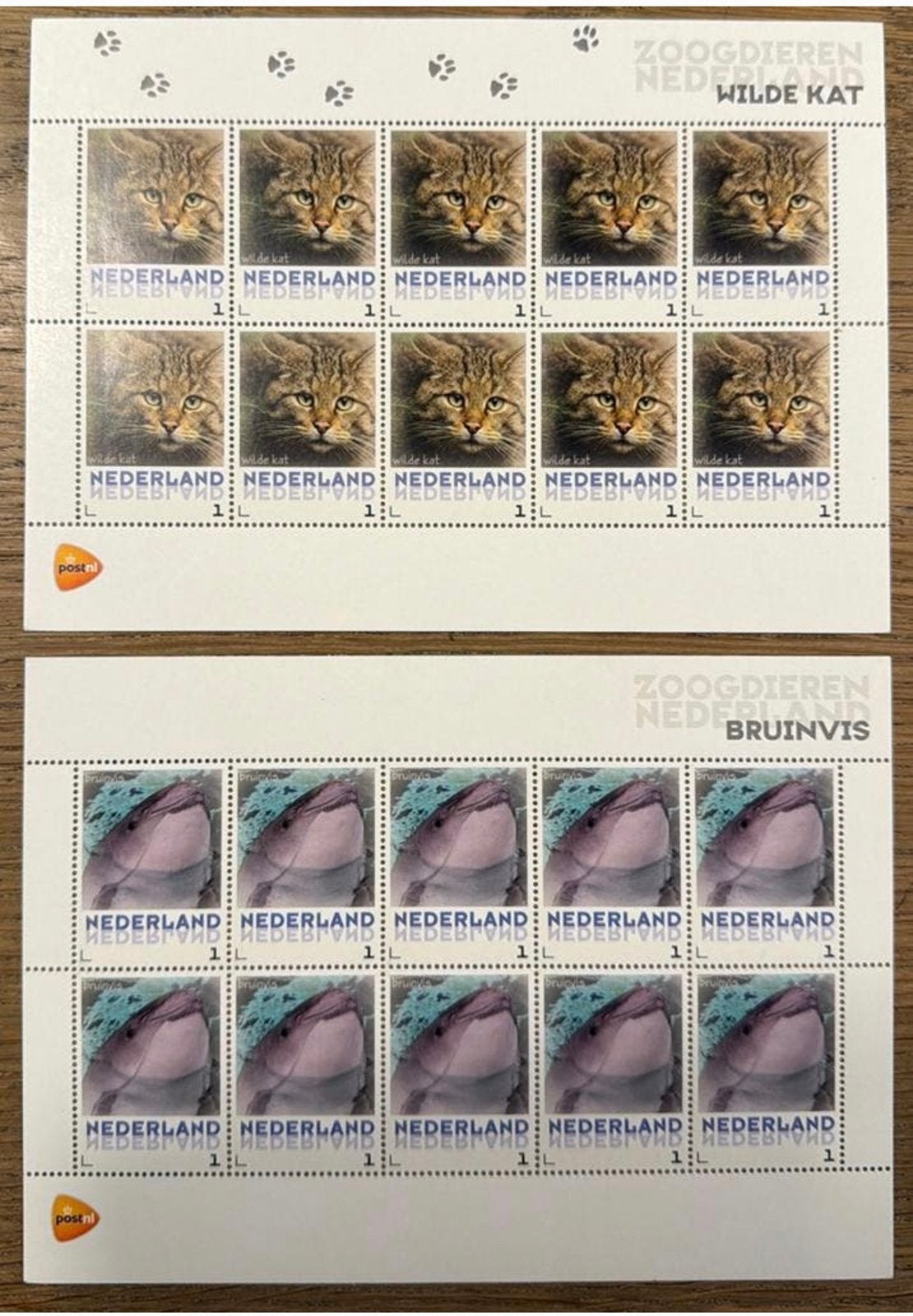Postzegels pf. Nederlandse zoogdieren. Wilde kat/bruinvis, Ophalen of Verzenden, Na 1940, Postfris
