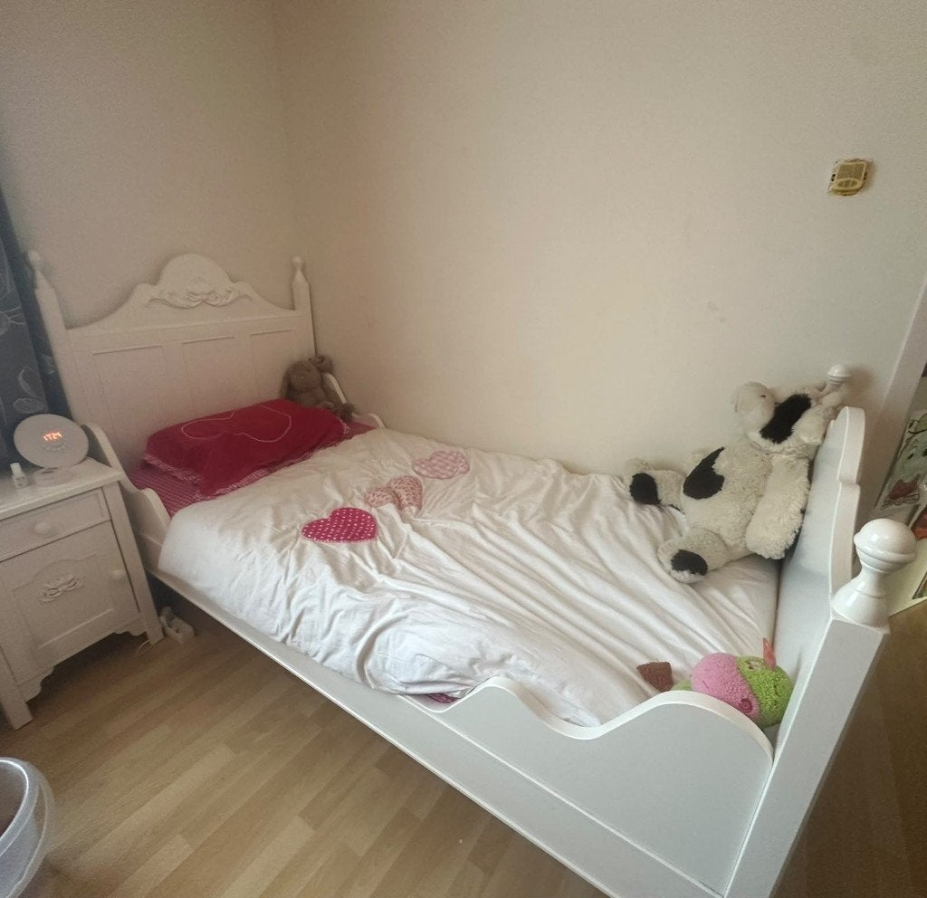 Eenpersoons bed Tessa Bopita Romantic wit, 85 tot 100 cm, Zo goed als nieuw, 180 cm of meer, Ophalen