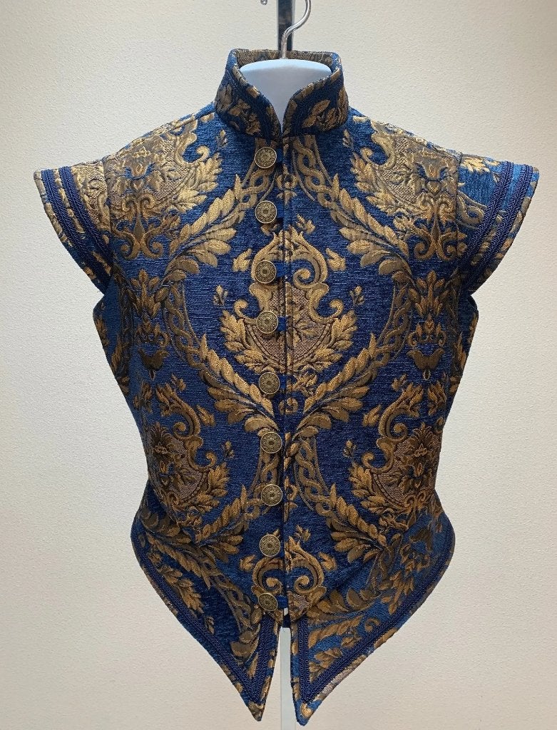 Blauw heren renaissance vest middeleeuws victoriaans piraten, Verzenden, Nieuw, Bovenkleding