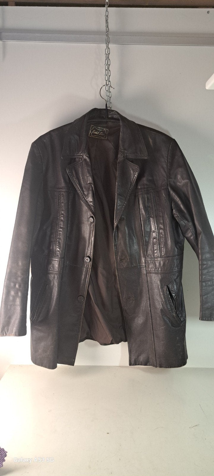 Vintage Leren Jack Maat 52 - Bruin Echt Leer, Maat 52/54 (L), Ophalen of Verzenden, Gedragen, Onbekend