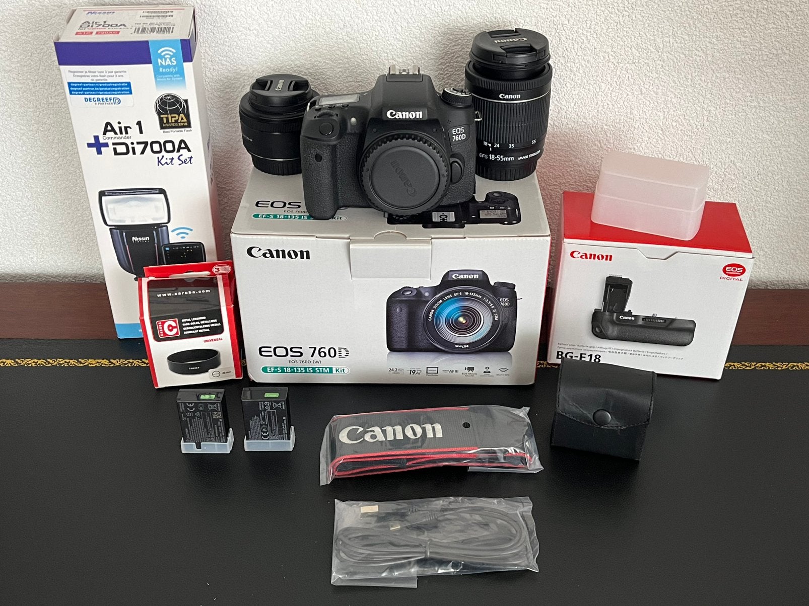 Canon EOS 760D Spiegelreflexcamera met accessoires, Spiegelreflex, Canon, Lensdop, Ingebouwde flitser