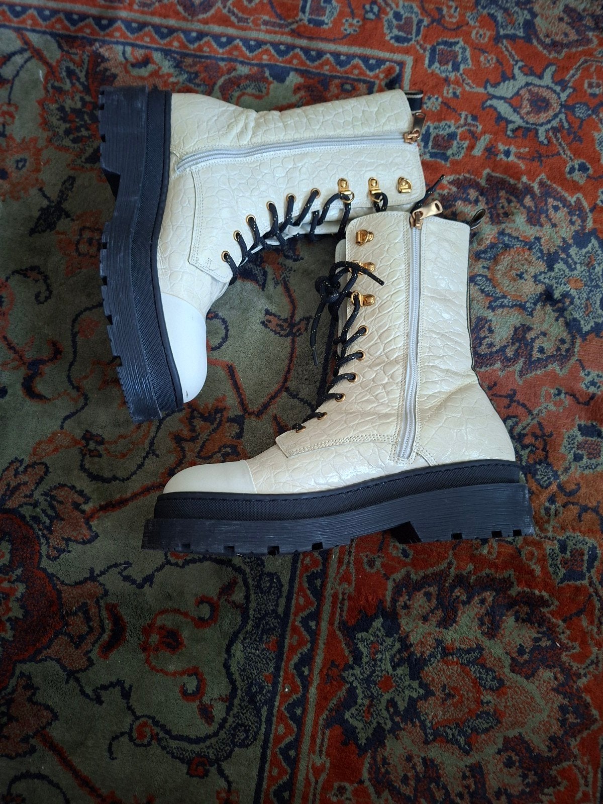 Scotch & Soda Croco-look Veterlaarzen - Maat 40, Wit, Lage of Enkellaarzen, Scotch & Soda, Ophalen of Verzenden