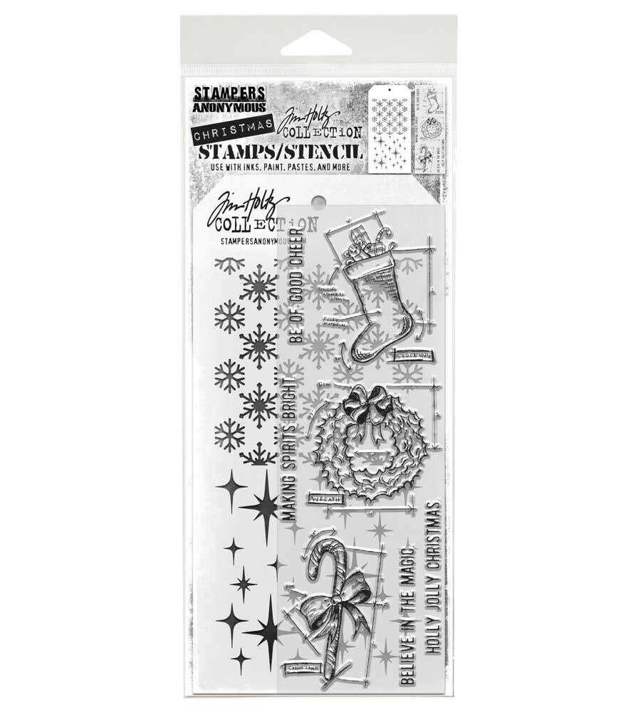 Stampers Anonymous Tim Holtz Stamps + Stencil Set #191, Hobby en Vrije tijd, Verzenden, Nieuw, Clearstamp