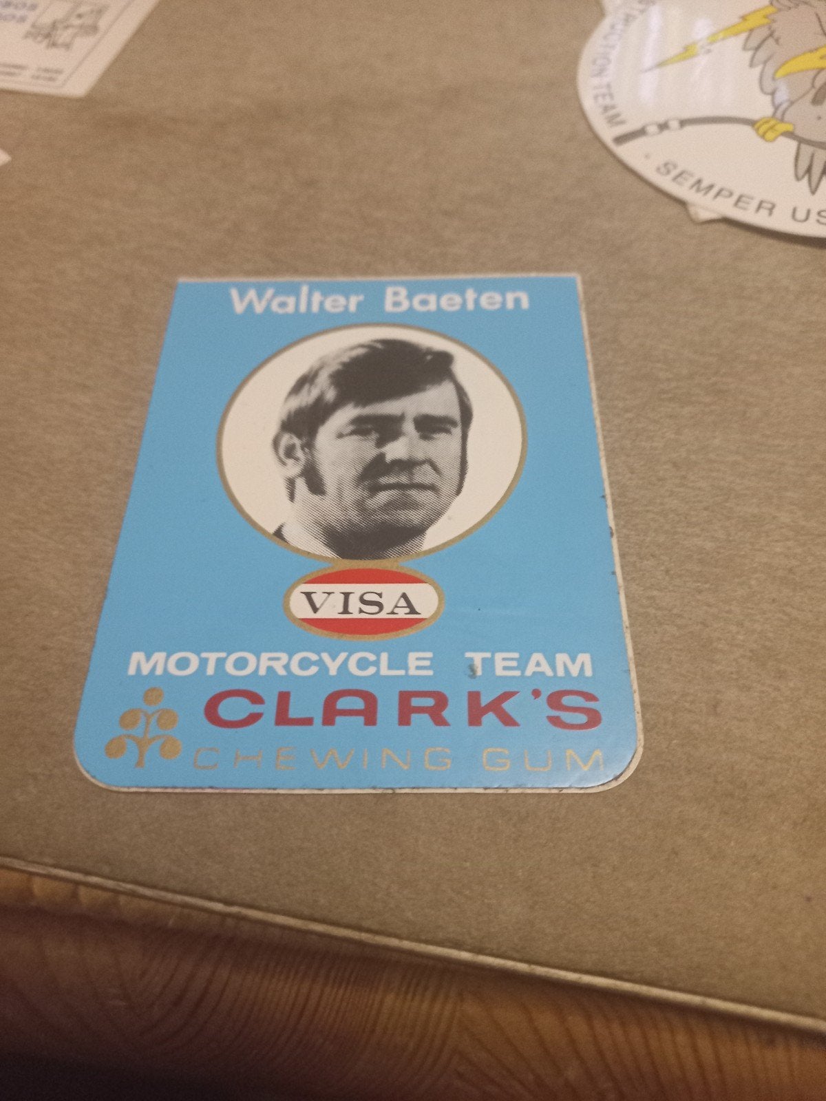 Vintage Walter Baeten Clark's Chewing Gum Sticker, Ophalen of Verzenden, Gebruikt