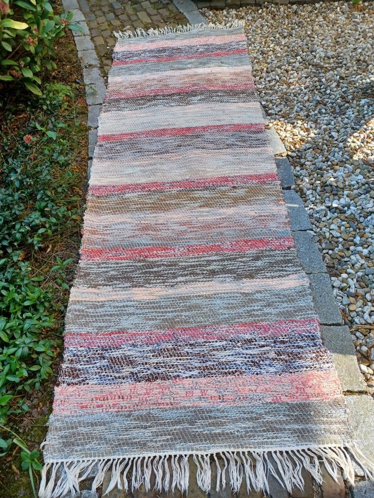 Zweeds voddenkleed 200x68cm, Rechthoekig, Grijs, Gebruikt, 50 tot 100 cm
