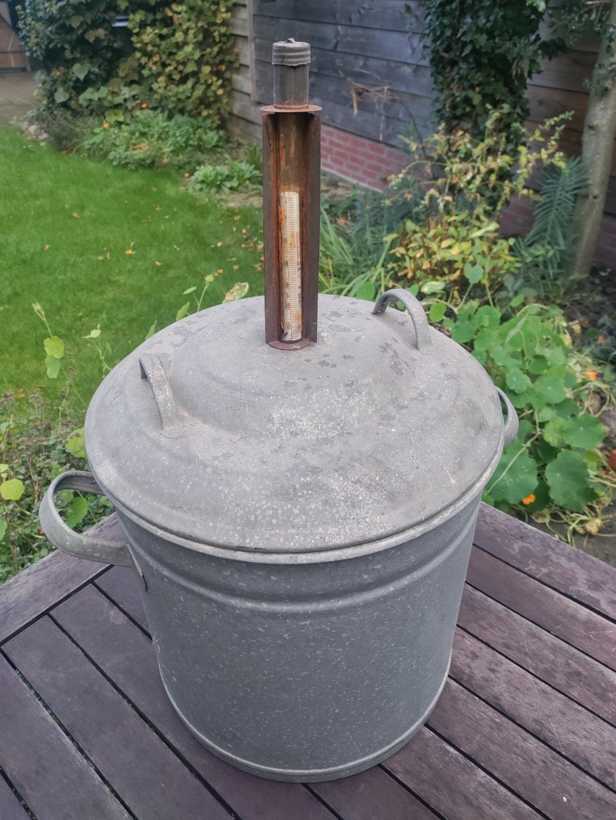Vintage wasketel met thermometerhouder, Ophalen of Verzenden