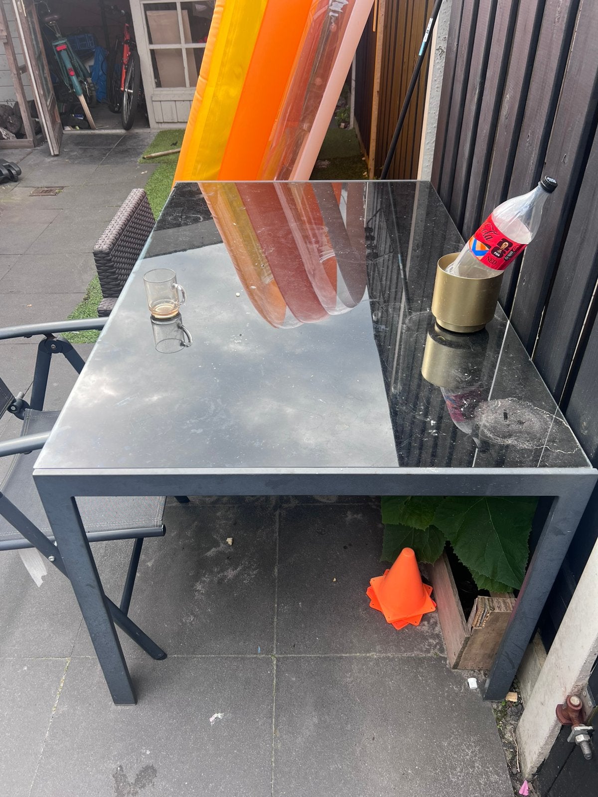 Glastafel, Ophalen, Gebruikt, Rechthoekig, Aluminium
