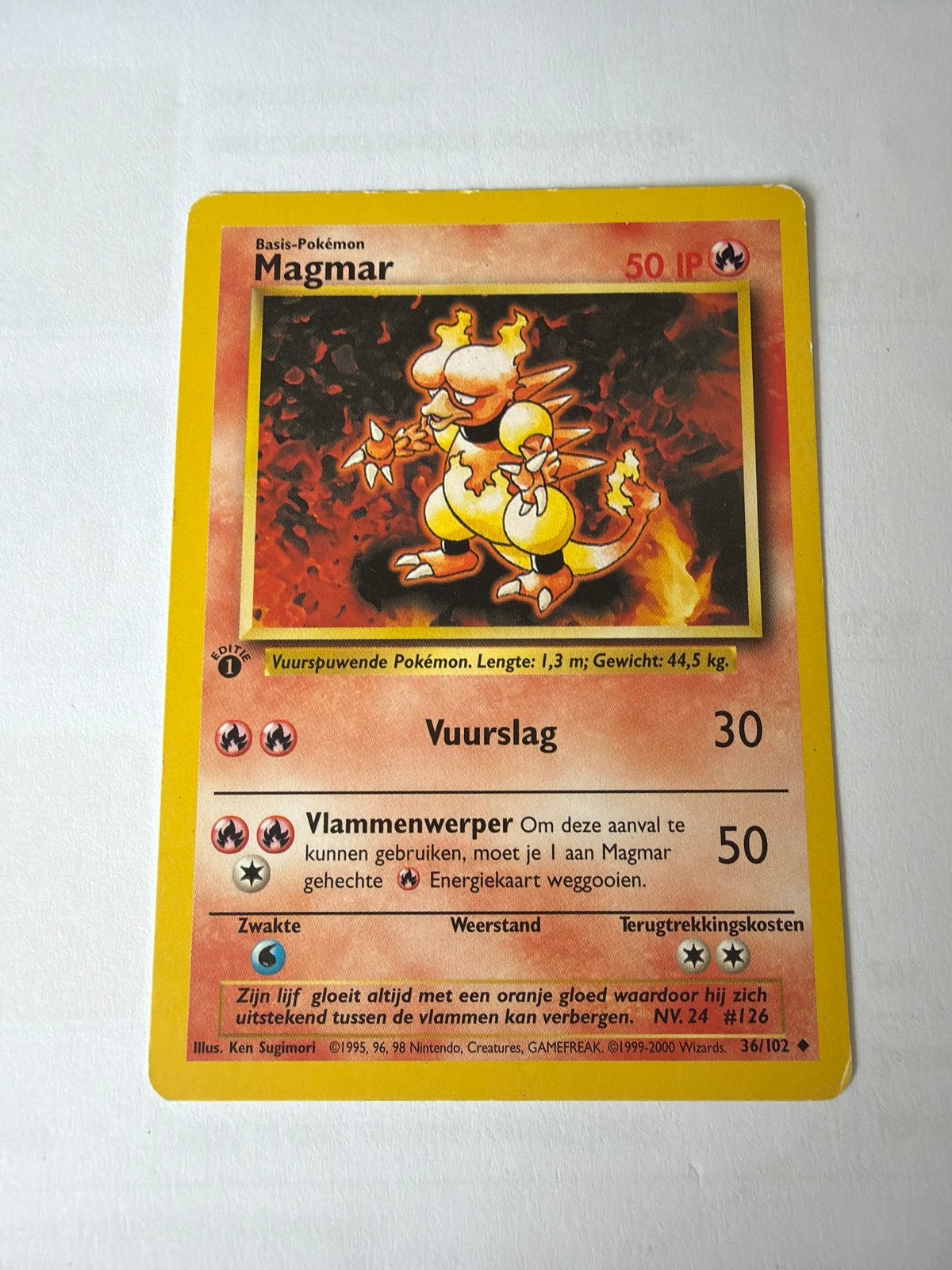Pokémon Kaart Magmar (Basis-Pokémon) - Vintage, Ophalen of Verzenden, Gebruikt, Losse kaart