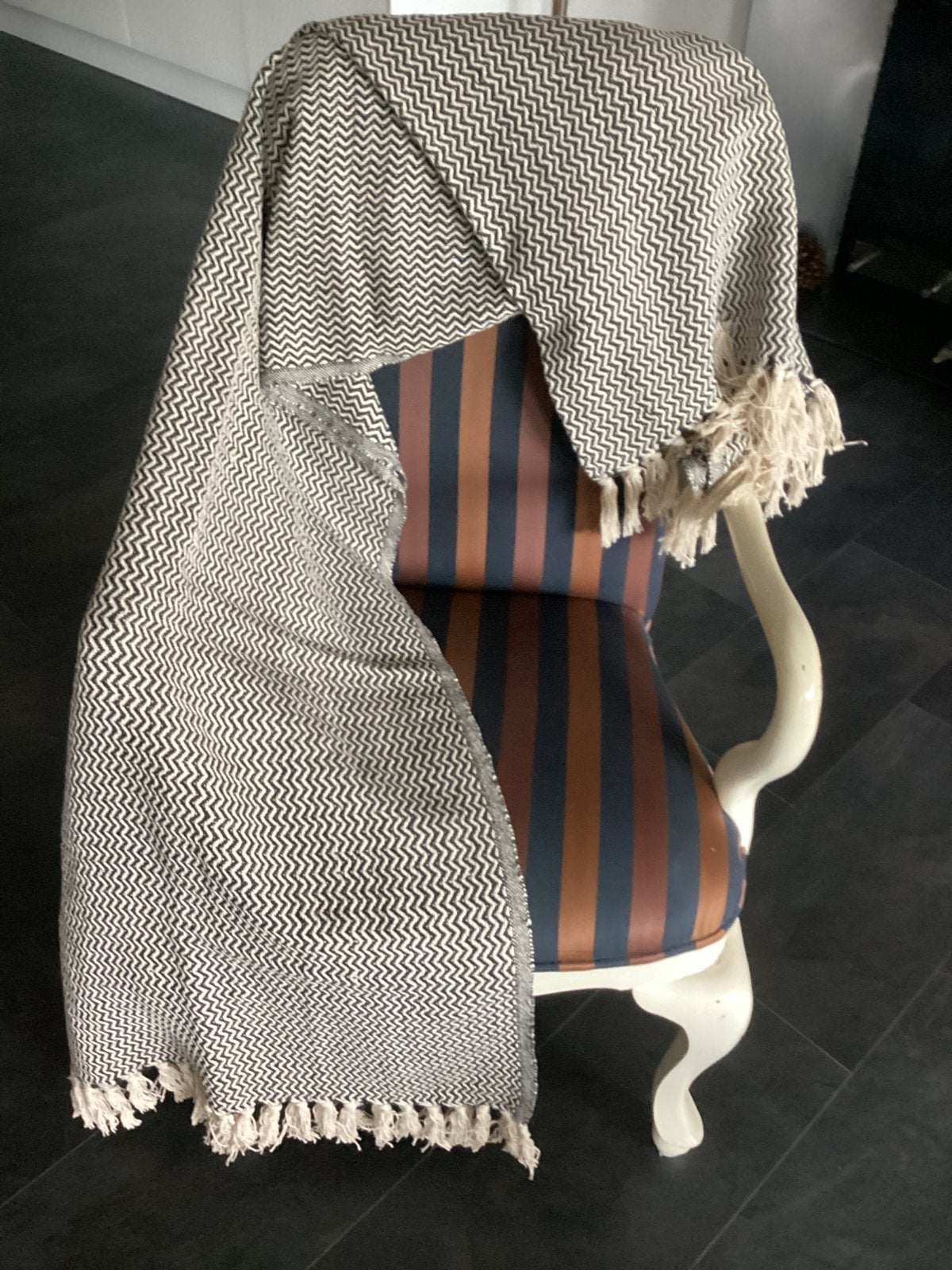 Jens Living Plaid van gerecycled katoen - 130x180 cm, Katoen, Met franjes/kwastjes, Nieuw, Ophalen of Verzenden