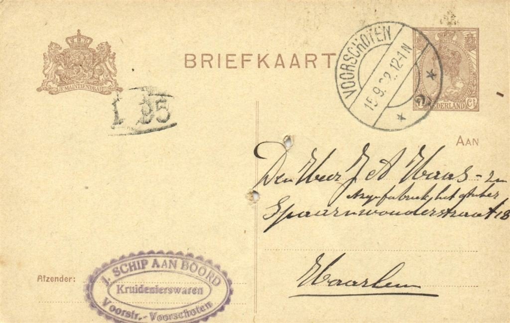 J. Schip aan Boord, Voorschoten - 09.1922 - briefkaart, Ophalen of Verzenden, Briefkaart
